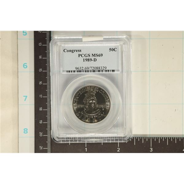 1989-D US CONGRESS HALF DOLLAR PCGS MS69
