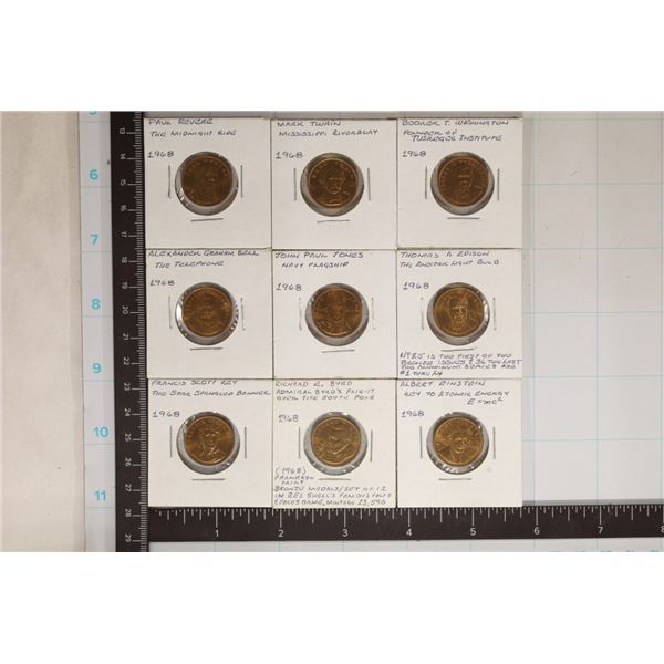 9-1968 FRANKLIN MINT FAMOUS PEOPLE UNC ROUNDS: