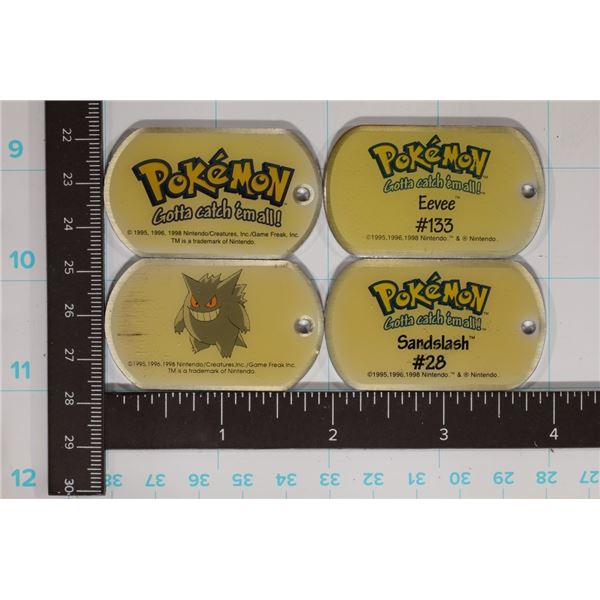 4-POKEMON ALUMINUM DOG TAGS WITH ACRYLIC