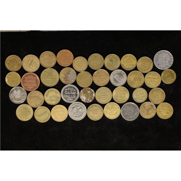 38-ASSORTED AMUSEMENT PARK ARCADE METAL TOKENS