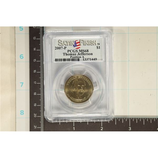 2007-P THOMAS JEFFERSON US $1 PCGS MS68