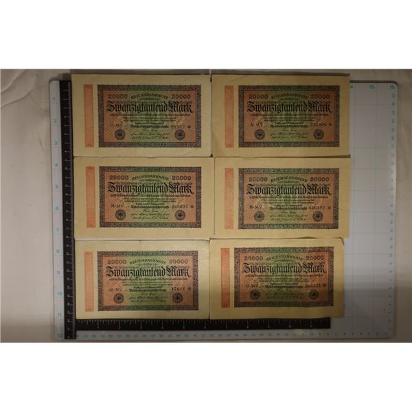 6-1923 GERMAN 20000 MARK INFLATION BILLS
