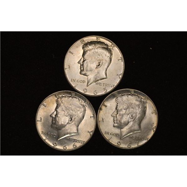 1965, 66 & 1967 40% SILVER JOHN F. KENNEDY HALVES