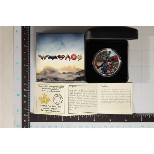 2018 CANADA $20 JUSTICE LEAGUE "CYBORG & SUPERMAN"