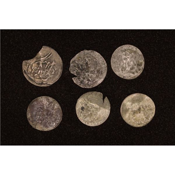 6 SILVER DIME SIZED OTTOMAN EMPIRE PARA COINS: