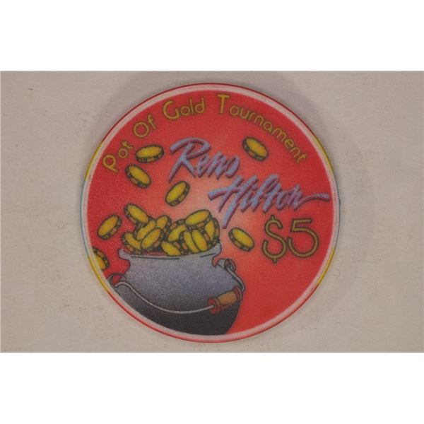 $5 RENO HILTON CASINO CHIP 1997 POT OF GOLD