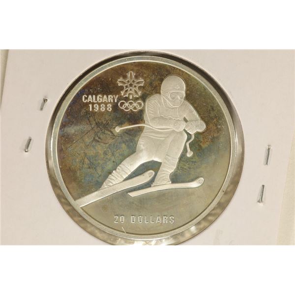 1985 CANADA SILVER PF LIKE $20 CALGARY OLYMPICS