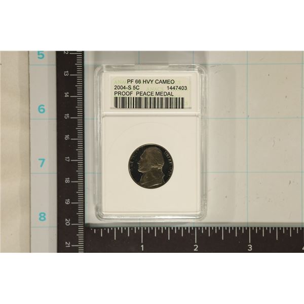 2004-S PEACE MEDAL NICKEL ANACS PF66 HVY CAMEO