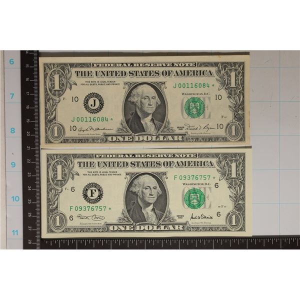 2-US $1 FRN STAR NOTES BOTH CRISP UNC: 1981 & 2001