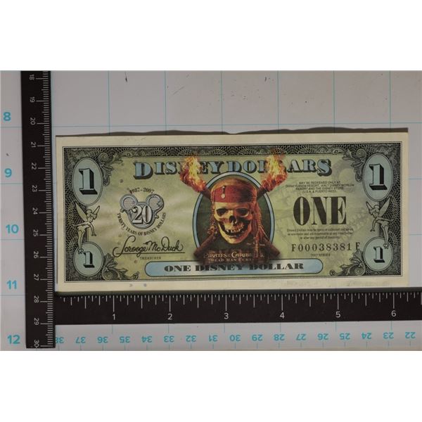 2007 DISNEY ONE DOLLAR CRISP UNC ''PIRATES OF
