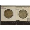 1942 & 1943 AUSTRALIA SILVER 1 FLORIN COINS WITH