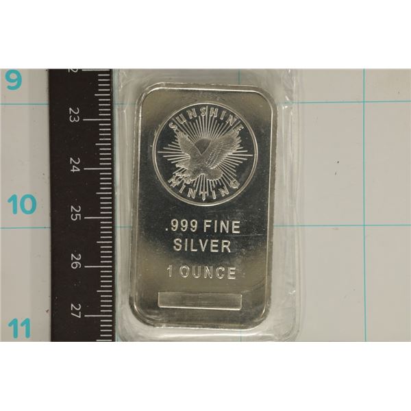 .999 FINE SILVER BAR BY THE SUNSHINE MINT IN