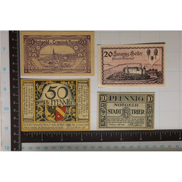 4-CRISP UNC GERMAN NOTGELDS: 10, 2-20 & 1-50