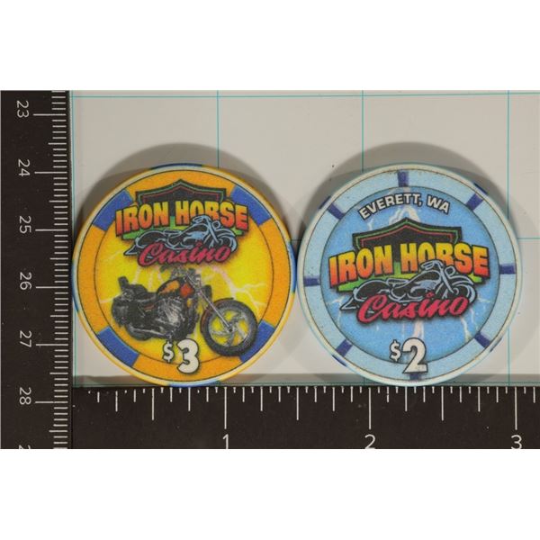 $2 & $3 IRONHORSE PLASTIC CASINO CHIPS EVERETT, WA