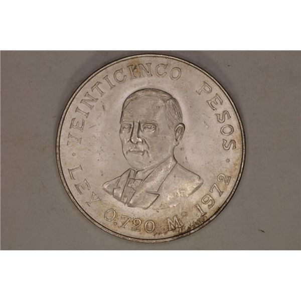 1972 MEXICO SILVER UNC 25 PESOS .5208 OZ. ASW