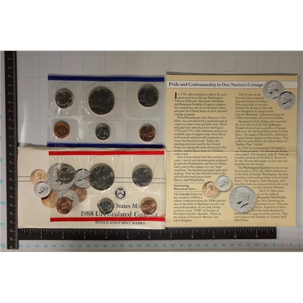 1988 US MINT SET (UNC) P/D (WITH ENVELOPE)