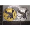 Image 1 : 1 GOLD PLATED & 1 SILVER PLATED 1 OZ. CHINESE