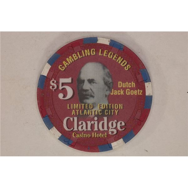 $5 CLAIRIDGE CASINO CHIP GAMBLING LEGENDS