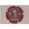 Image 1 : $5 CLAIRIDGE CASINO CHIP GAMBLING LEGENDS