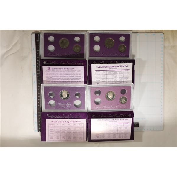 4 PARTIAL US PROOF SETS WITH BOXES: 1987 WITH JUST