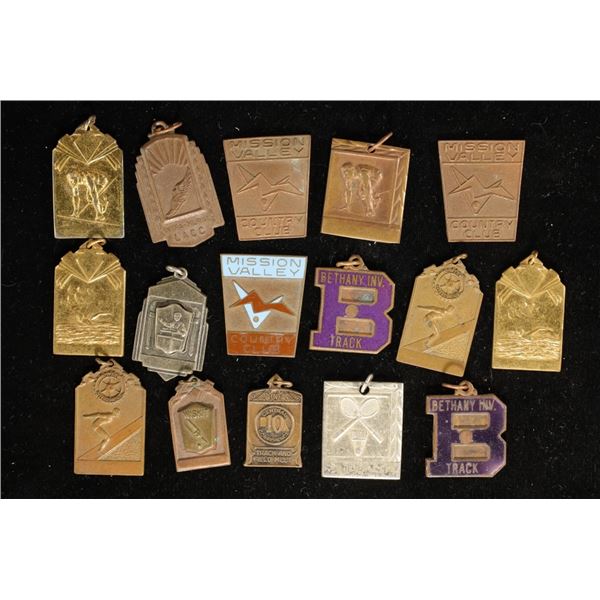 16 METAL SPORTS THEME PENDANTS AND MEDALS