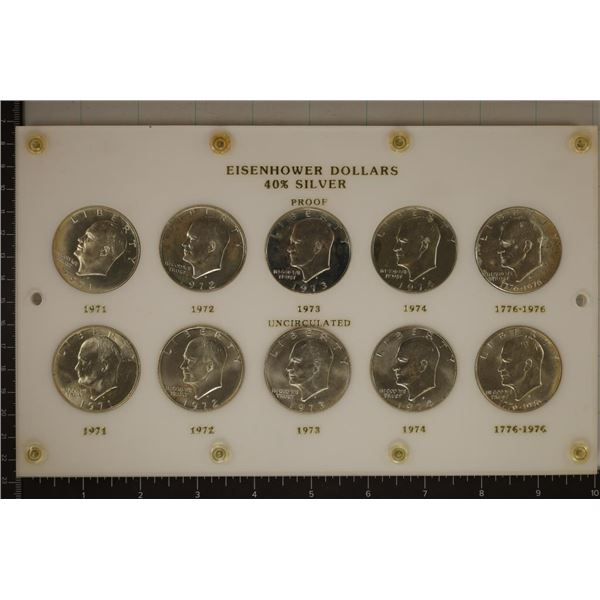 10-40% IKE SILVER DOLLAR SET: 1971-1976