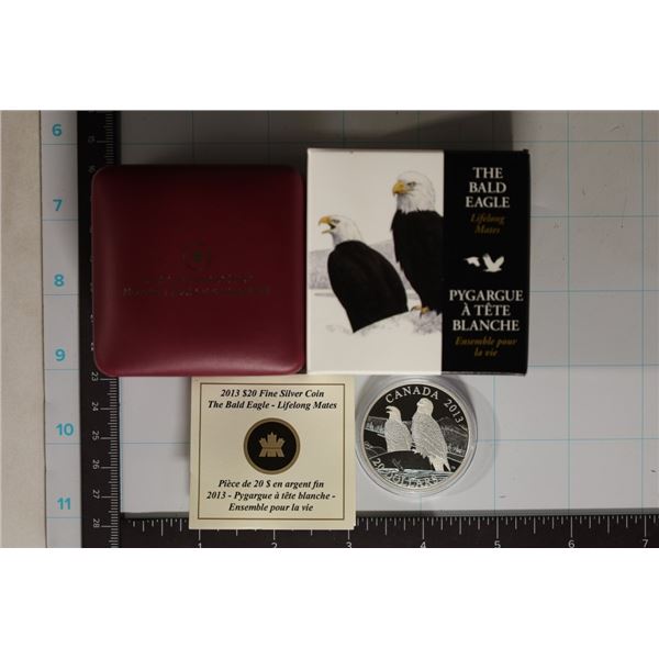 2013 CANADA FINE SILVER $20 "THE BALD EAGLE"