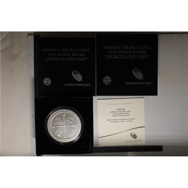 2019-P FIVE OZ. SILVER SAN ANTONIO MISSIONS