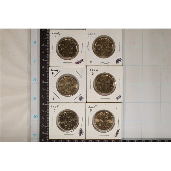 2003-P & D, 2004-P & D & 2005-P & D UNC SACAGAWEA