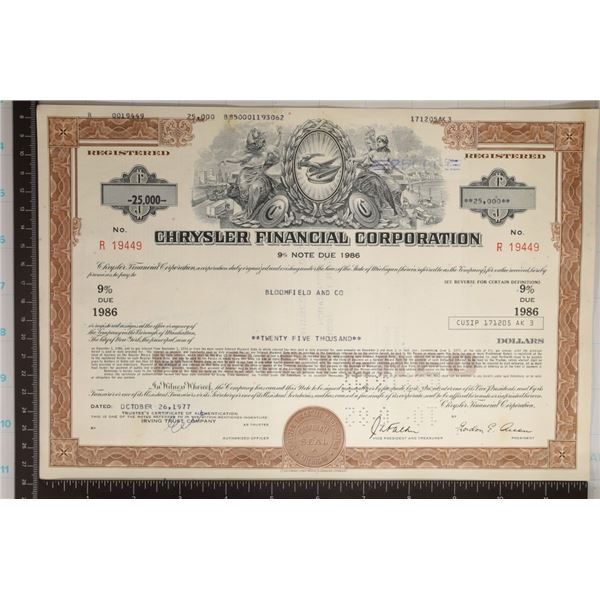 6 STOCK CERTIFICATES: CHRYSLER FINANCIAL CORP,