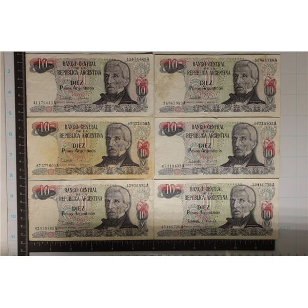 6-ARGENTINA  10 PESO BILLS