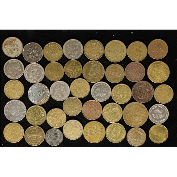 40 ASSORTED METAL AMUSEMENT PARK ARCADE TOKENS