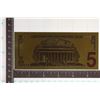 Image 2 : 2009 GOLD FOIL 99999999A US $5 FRN CRISP UNC