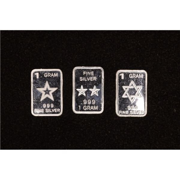 3-1 GRAM .999 FINE SILVER STAR THEMED INGOTS