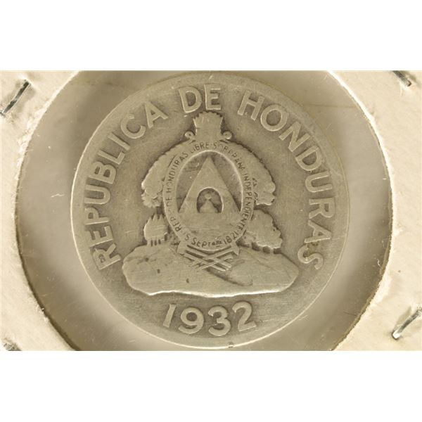 1932 HONDURAS SILVER 50 CENTAVOS .1808 OZ. ASW