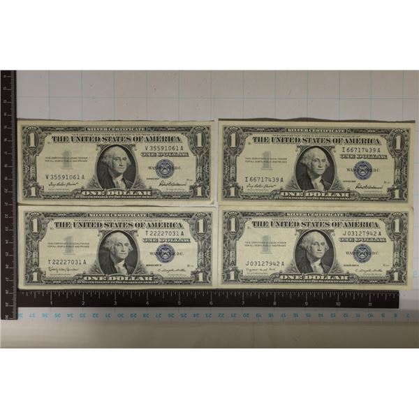 4-US $1 SILVER CERTIFICATES: 2-1957, 57-A & 57-B