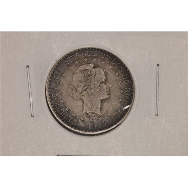 1913 BRAZIL SILVER 500 REIS .1447 OZ. ASW