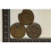 3 ALTERED US LARGE CENTS: 1833 CLIPPED, 1843