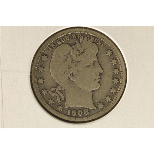 1908-D BARBER QUARTER VERY GOOD