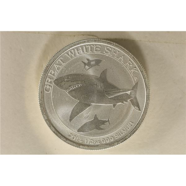 2014 AUSTRALIA SILVER .5 OZ. .999 UNC GREAT WHITE