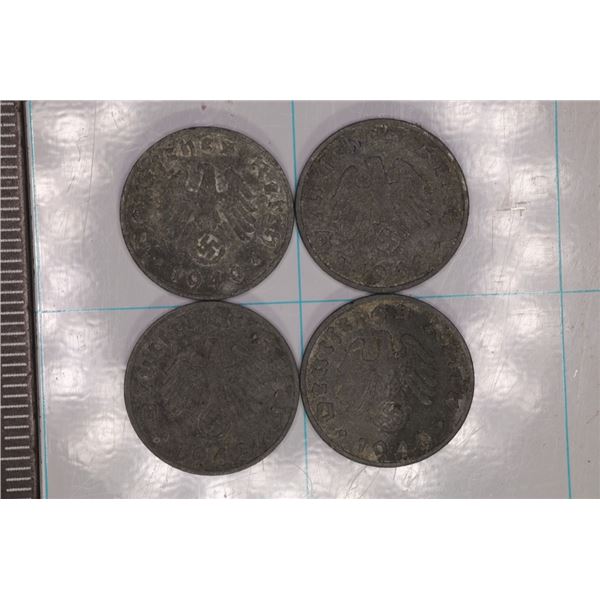 1940, 1942 & 2-1943 GERMAN 1 PFENNIG COINS WITH