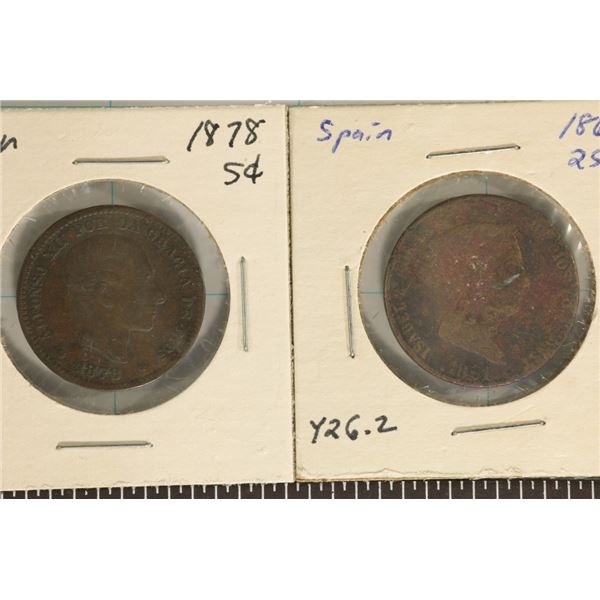 2 SPAIN COINS: 1878-5 CENTIMOS & 1861-25 CENTIMOS
