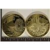 Image 2 : 2-GOLD PLATED 1 OZ. ROUNDS: BOTH COLORIZED ON