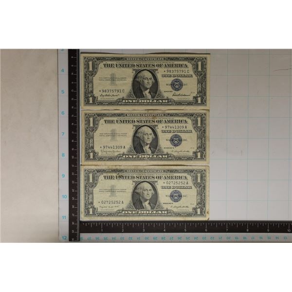 3-STAR NOTE $1 SILVER CERTIFICATES: 1957, 57-A &