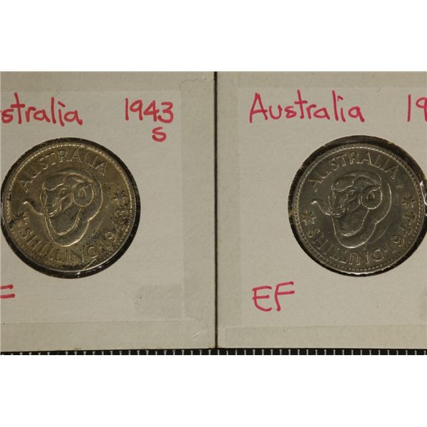 1943-S & 1944-S AUSTRALIA SILVER 1 SHILLING .336
