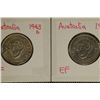 1943-S & 1944-S AUSTRALIA SILVER 1 SHILLING .336