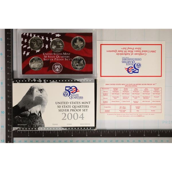 2004 SILVER US 50 STATE QUARTERS PROOF SET IN BOX