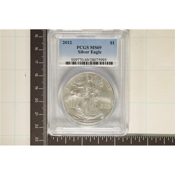 2012 AMERICAN SILVER EAGLE PCGS MS69 1 OZ. SILVER