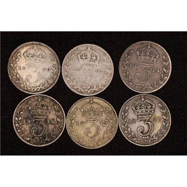 1890, 97, 1914, 16, 19 & 1925 GREAT BRITAIN SILVER