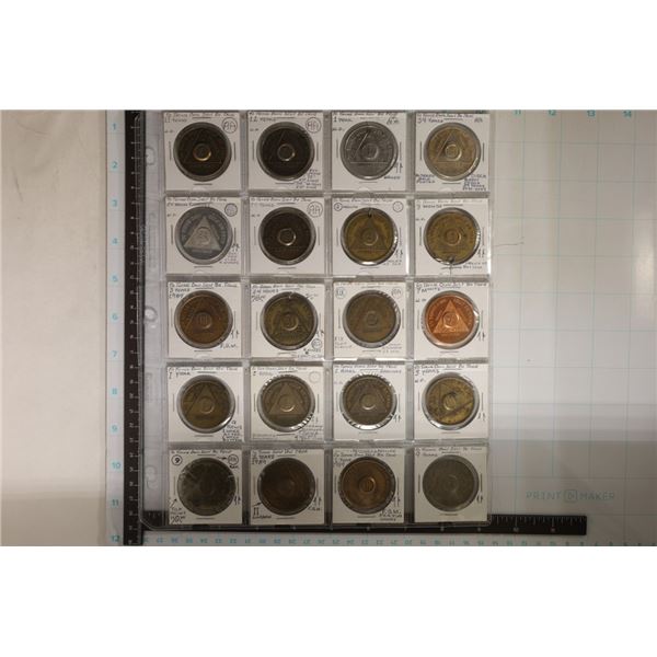 20- MEDALLIONS ALCOHOLICS  ANNOYMOUS: FROM 24 HOUR